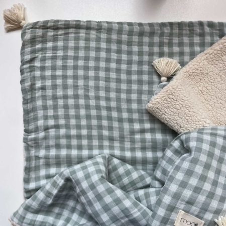 COUVERTURE VICHY VERT D EAU