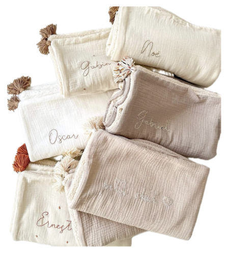 COUVERTURE MOUTON TRIPLE GAZE UNIE (tissus au choix)