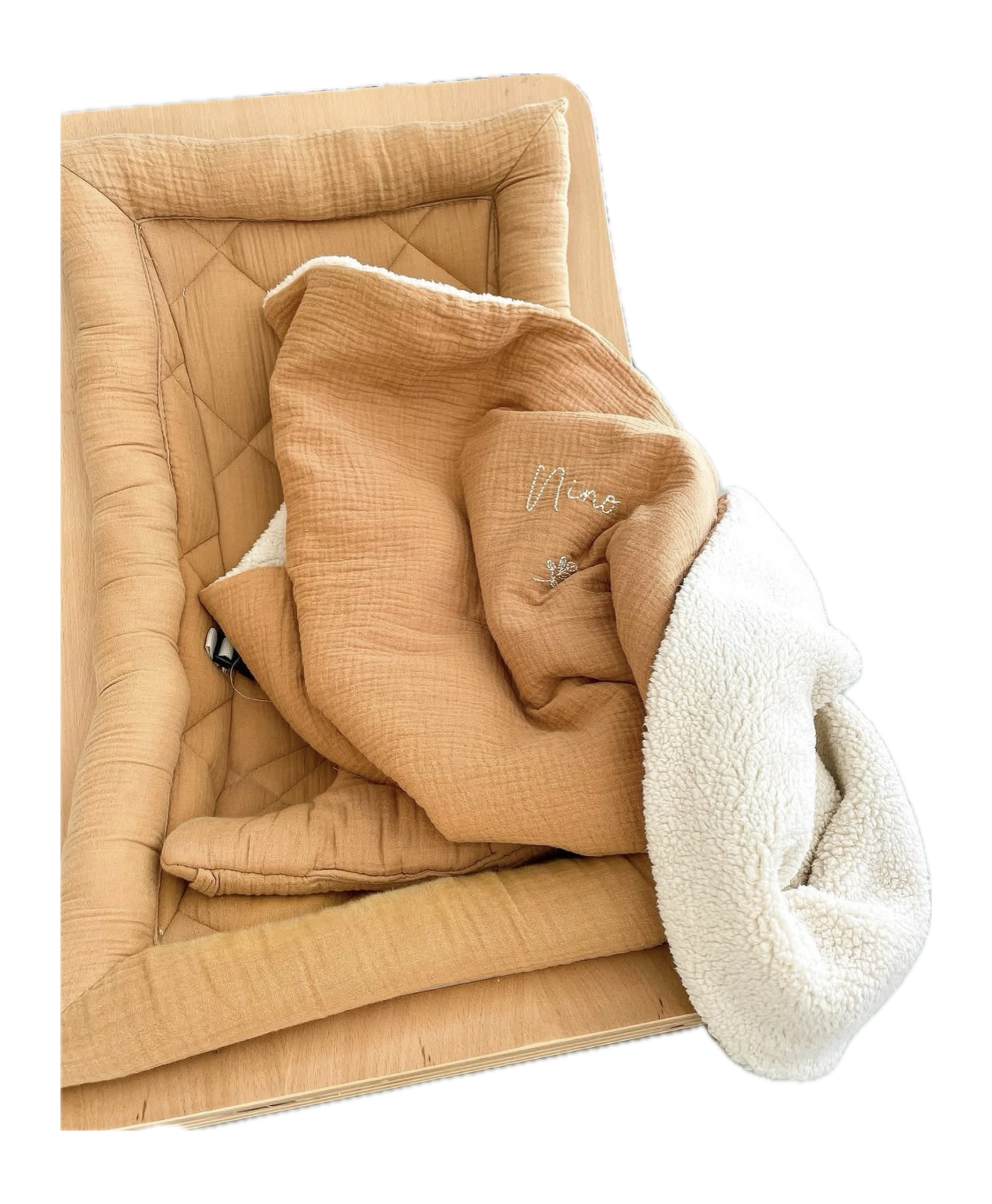 COUVERTURE MOUTON TRIPLE GAZE UNIE (tissus au choix) – Image 2