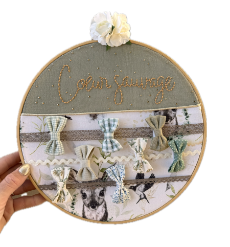PORTE BARRETTES « Cœur Sauvage » BRODÉ