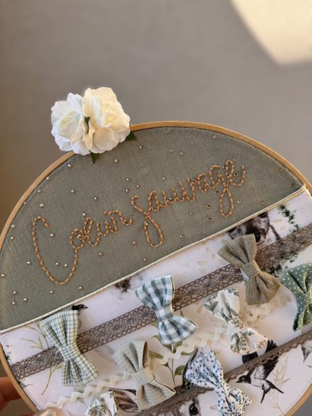 PORTE BARRETTES « Cœur Sauvage » BRODÉ